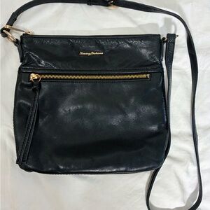 Tommy Bahama Black Crossbody Bag with Gold Accents EUC